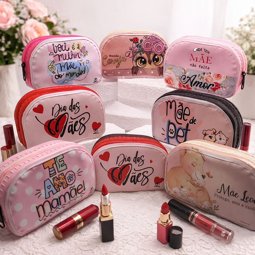 KIT 6 UND CARTEIRA COMPACTA PORTATIL FEMININA COM ZIPER DIA DAS MÃES PORTA BATOM, MOEDA ,CARTÃO