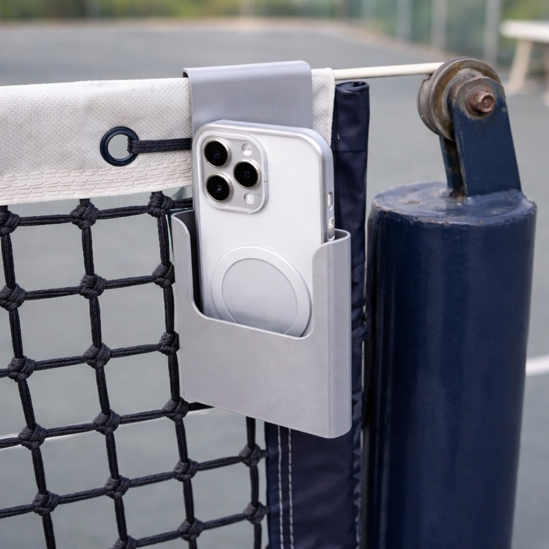 Suporte Duplo para Celular em Rede – Ideal para Gravação de Jogos de Beach Tennis, Tênis, Padel e Vôlei.