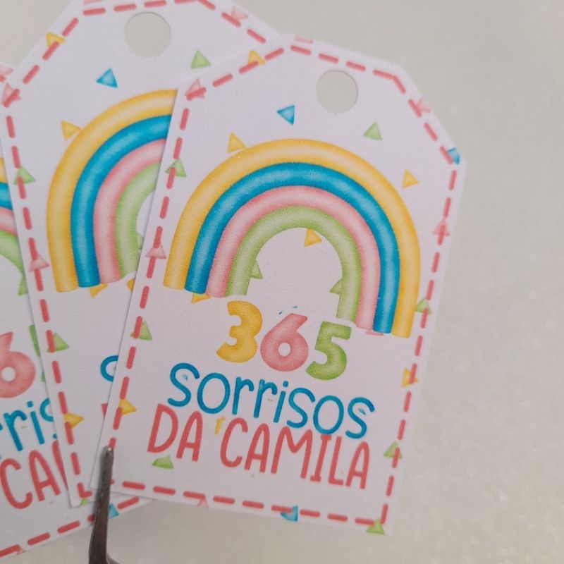 Tags Personalizada 365 SORRISOS ROSA MENINA/ Aniversário/ Lembrancinhas de Festa e Sacolinhas