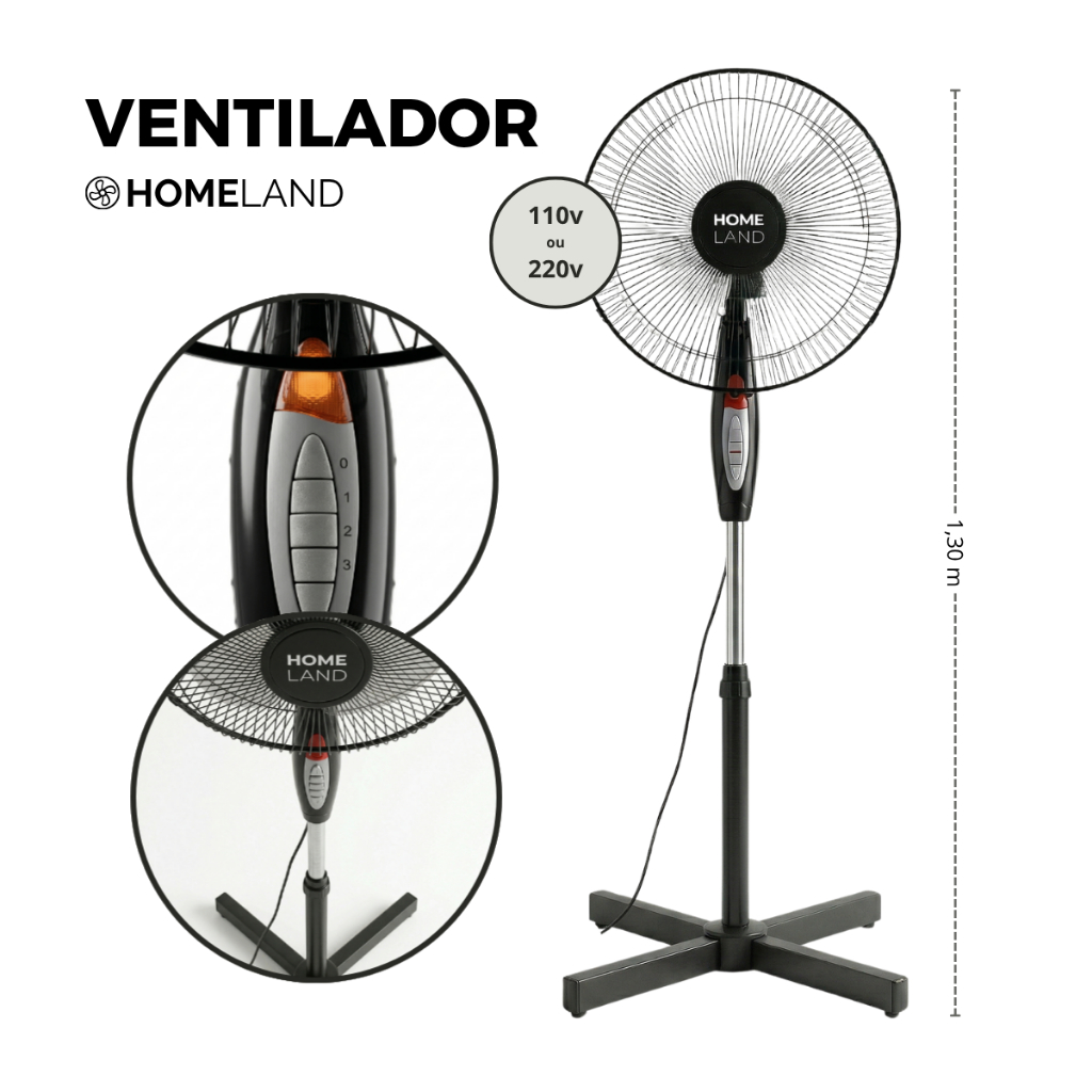 Ventilador Coluna 3 Velocidades Turbo Preto Baixo Ruído Durável Resistente Promoção Envio Imediato!!