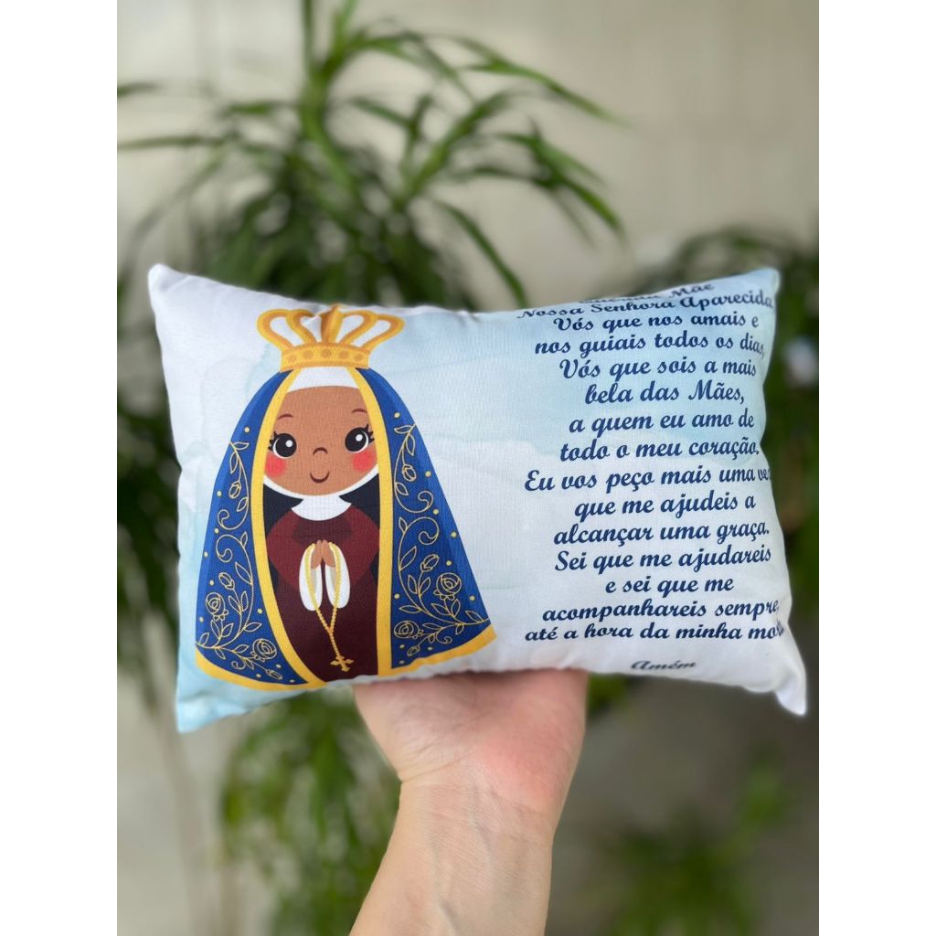 Almofada Nossa Senhora Aparecida Personalizada 30x20 | Presente Religioso | Decoração Católica