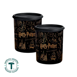 Kit 2 Potes Tupperware Instantânea Mágica Harry Potter Hogwarts Preto 2,25L