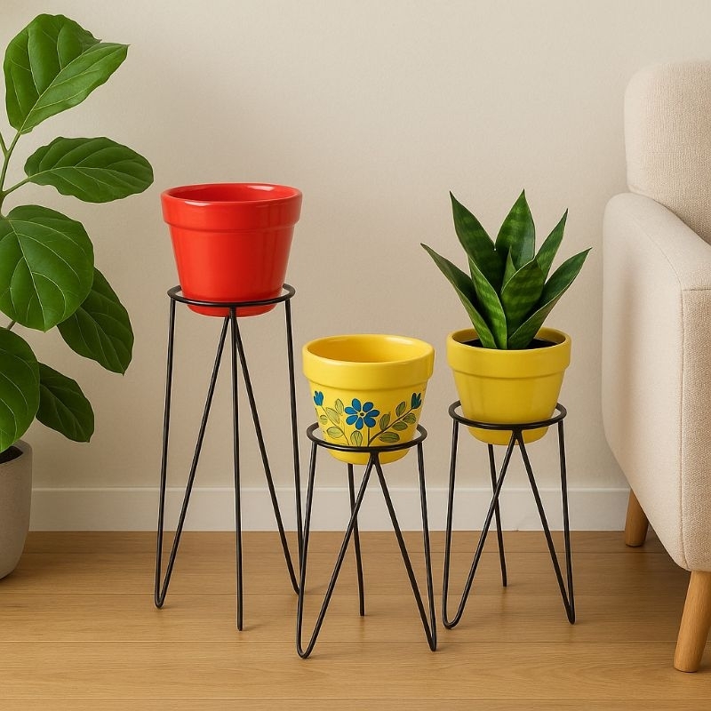 suporte Para Vaso De Plantas Tripé Decoração Jardim Flores Casa Mesa Escritório Cozinha Balcão