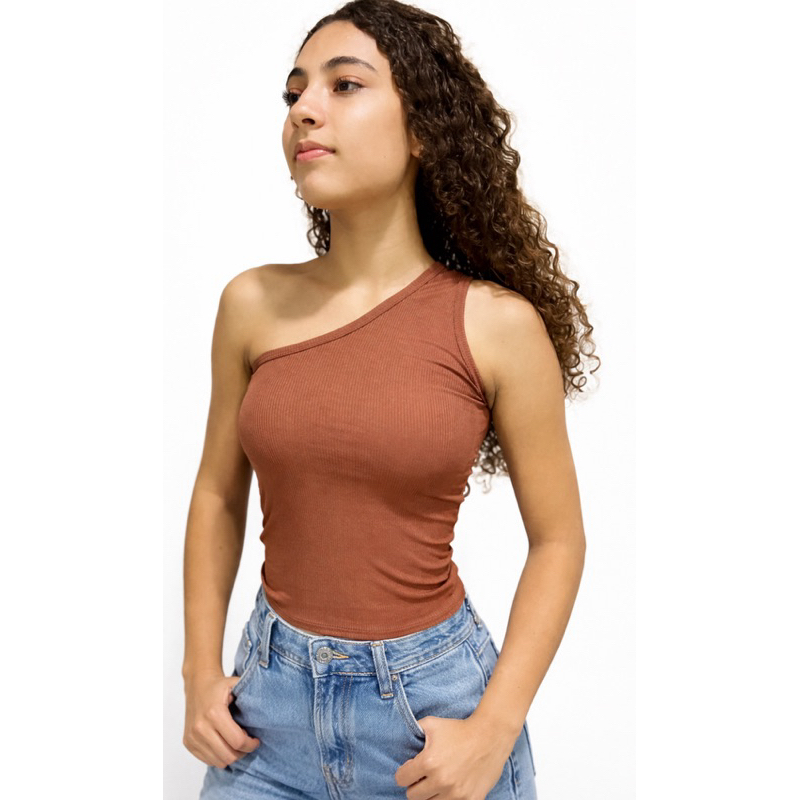 Regata Feminina Um Ombro Só  Blusa Tomara Que Caia Alcinha Estiosa Mula Manca Nula manga Com Forro Sem Bojo