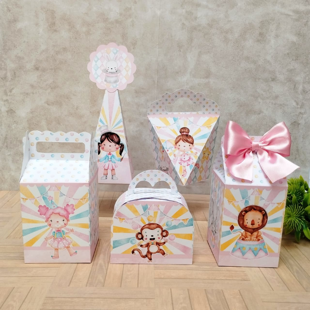 PERSONALIZADOS CIRCO ROSA-MENINA- CAIXINHAS PERSONALIZADAS PEGUE E MONTE- LEMBRACINHA-FESTA INFANTIL