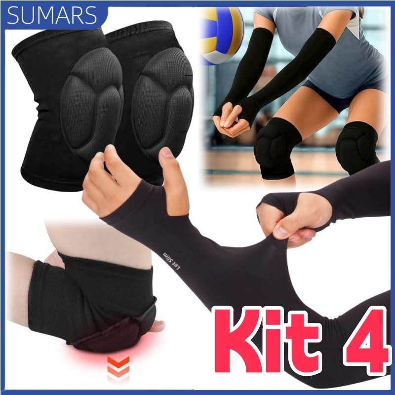 Kit 4 Joelheira Antiderrapante Proteção Espessado para Espessado Esponja Dança Vôlei Proteção Treinamento Unisex