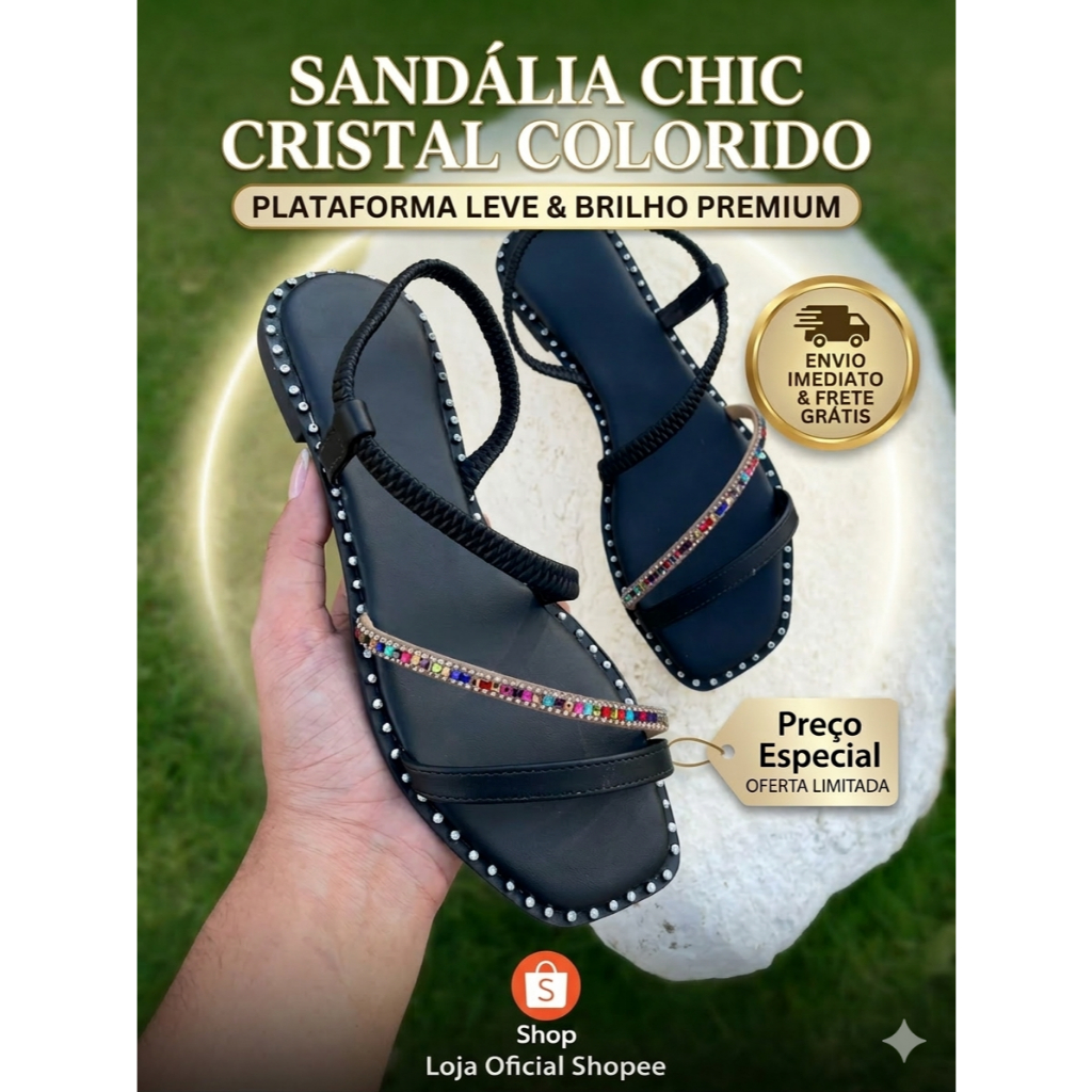 Sandália Feminina Rasteirinha Strass FRETE GRÁTIS Casual Confortável  Plana Strass Colorido PRONTA ENTREGA ! PROMOÇÃO !