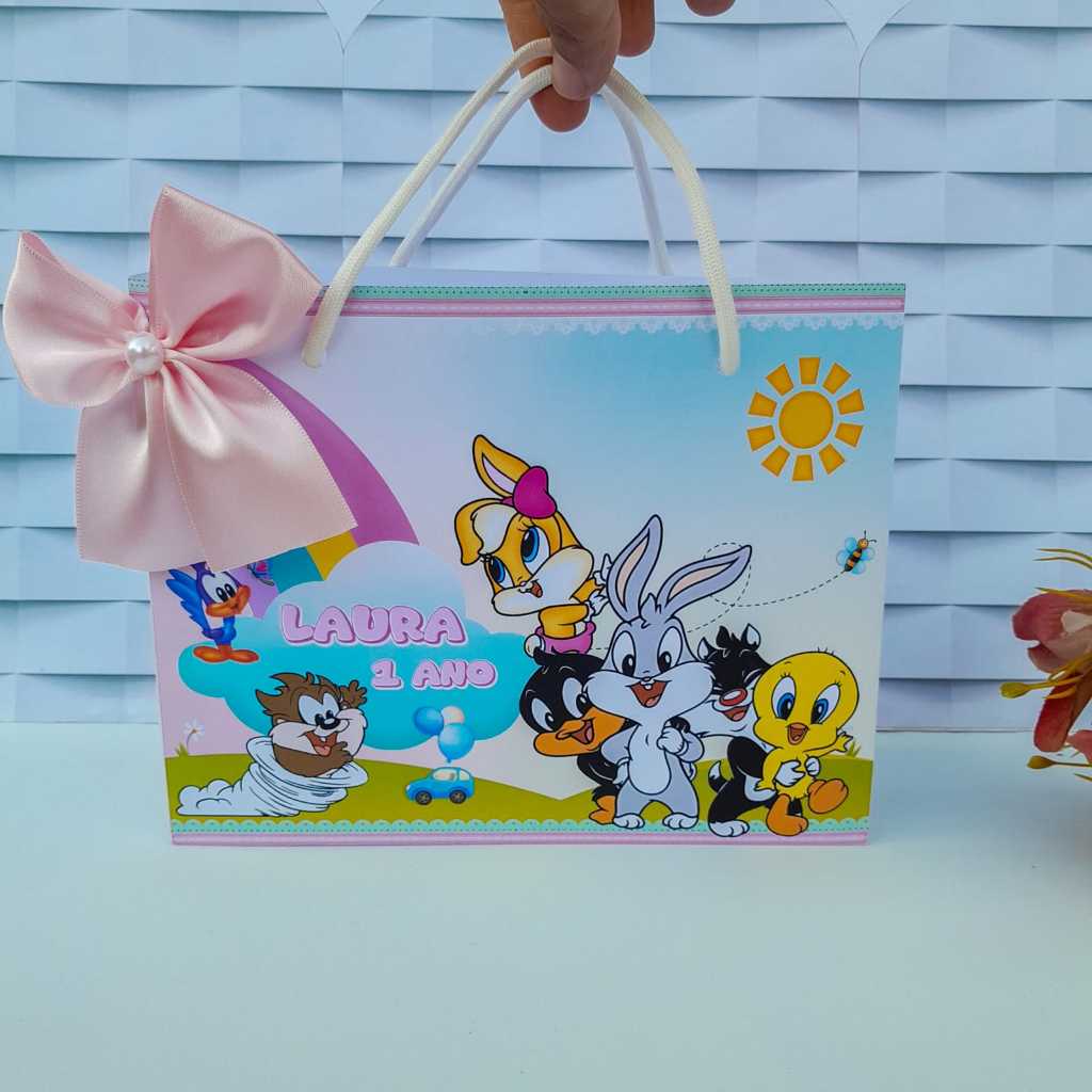 Sacolinha Personalizada  Baby Looney Tunes/Lembrancinha de Festa Infantil Baby Looney Tunes