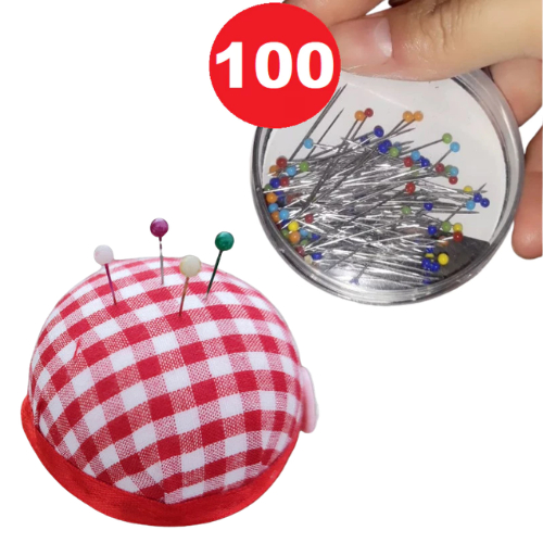 Alfinete Cabeça de Vidro – 100 Unidades - Almofada Alfinete | Costura, Tecidos e Trabalhos Manuais