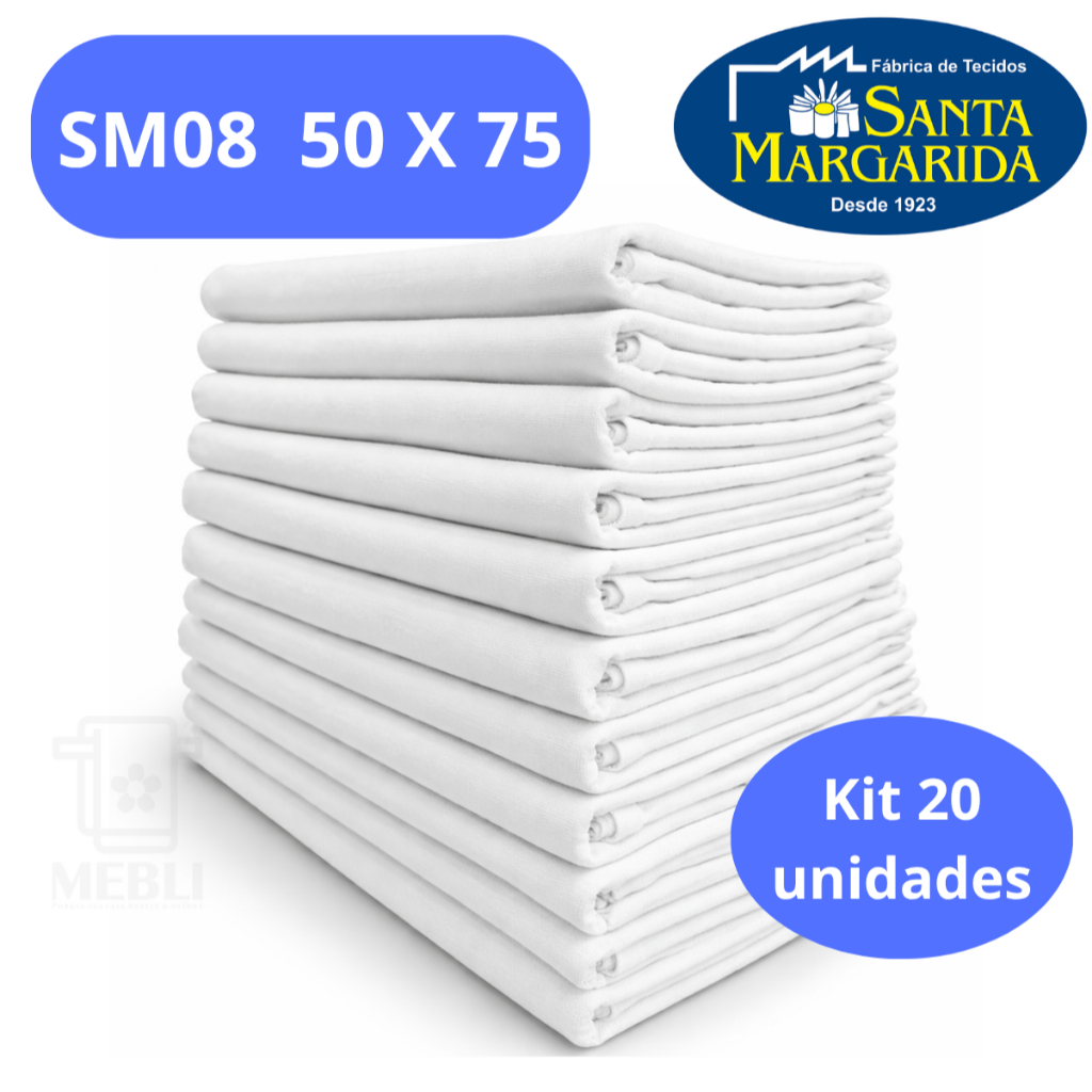 Pano De Prato SM08 Bainha Grande 50 x 75 Santa Margarida Kit 20 Unidades Liso Oferta