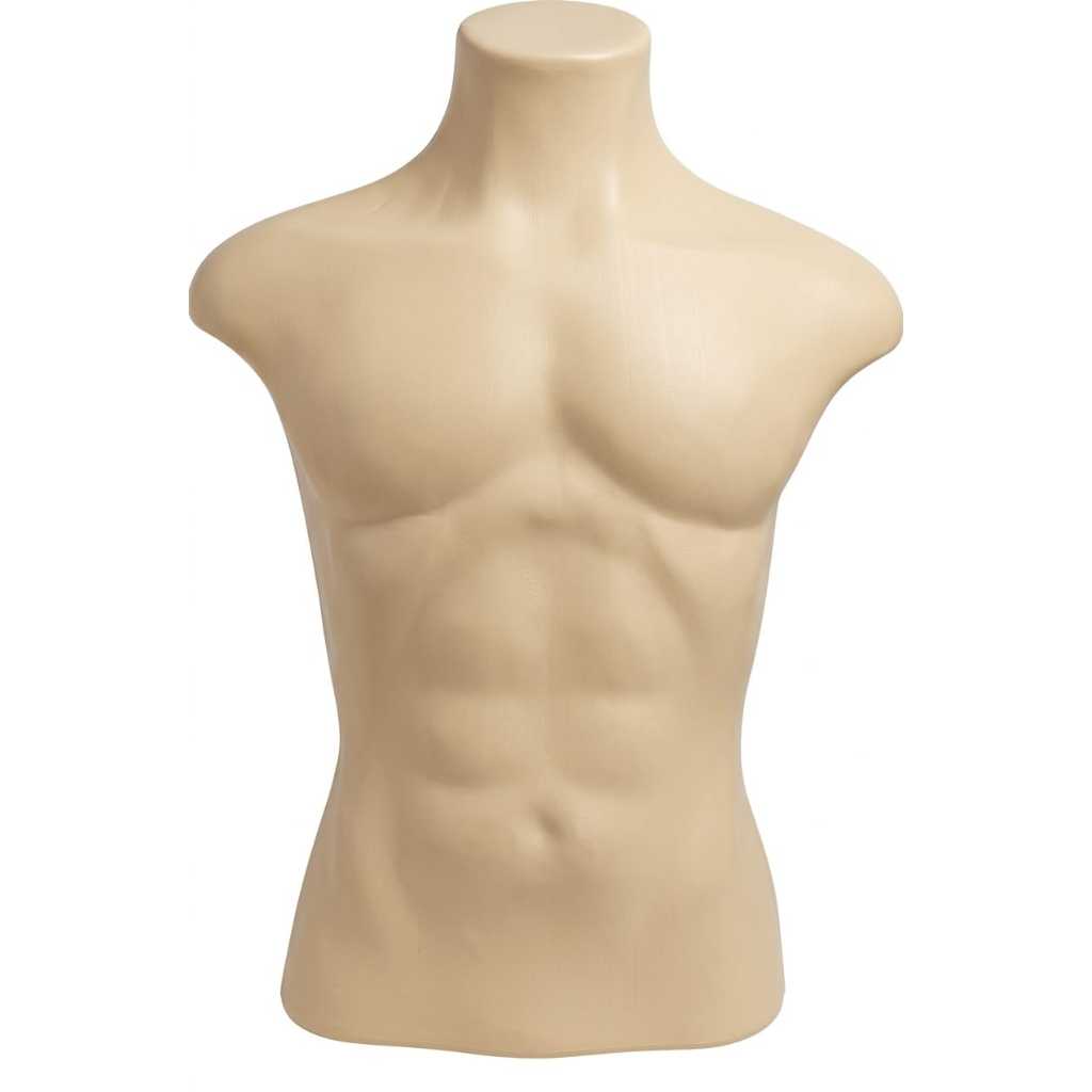 Busto Manequim Expositor Masculino Plástico Roupa Comercio Loja Bege Branco