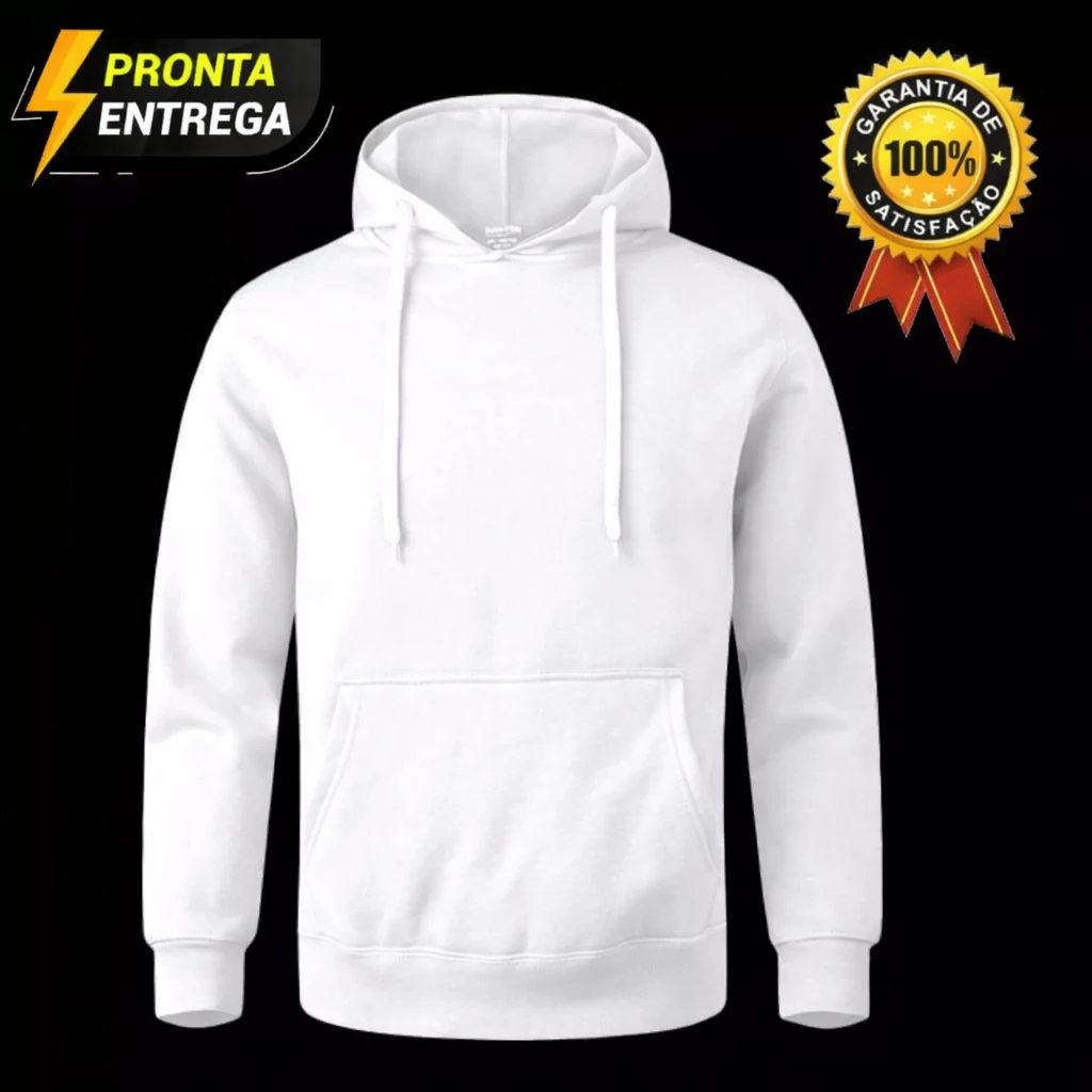 Moletom Canguru Masculino e Feminino Blusa de Frio Unissex Casaco Com Bolso e Capuz Flanelado Liso