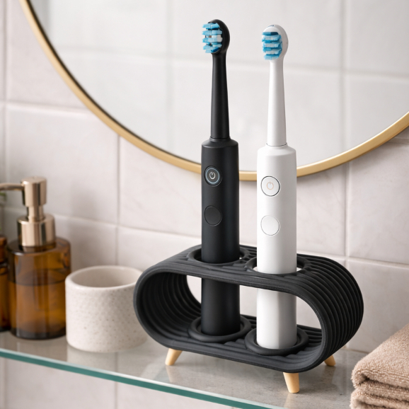 Suporte para Escova de Dente Elétrica Duplo Organizador Porta Escovas Banheiro Moderno Elegante