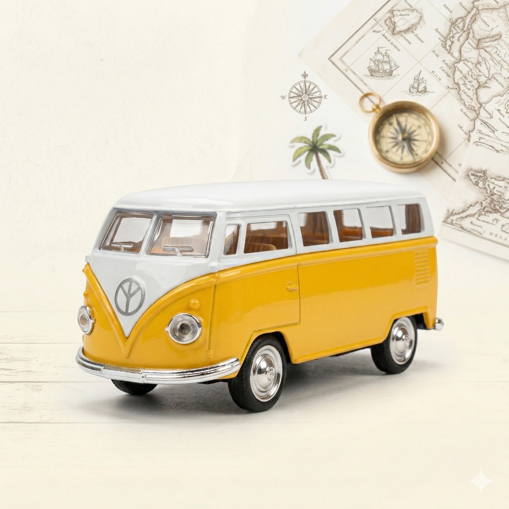 Miniatura Volkswagen Kombi T1 Corujinha Clássica 1:32 Metal Som Luz Abre Portas Colecionador Ligeiro