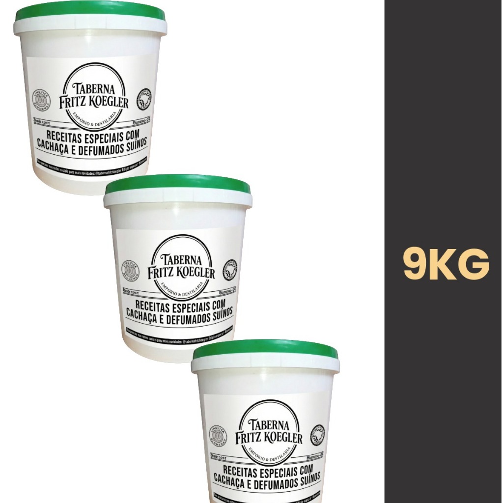 Kit 3x Baldes com Alça de Banha Suína Pura 9kg