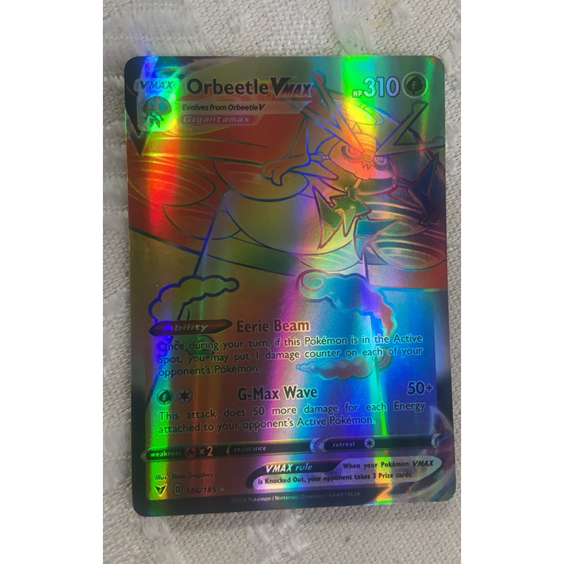 Carta Pokémon Orbeetle VMAX Rainbow Rare 186/185 - Vivid Voltage - Original