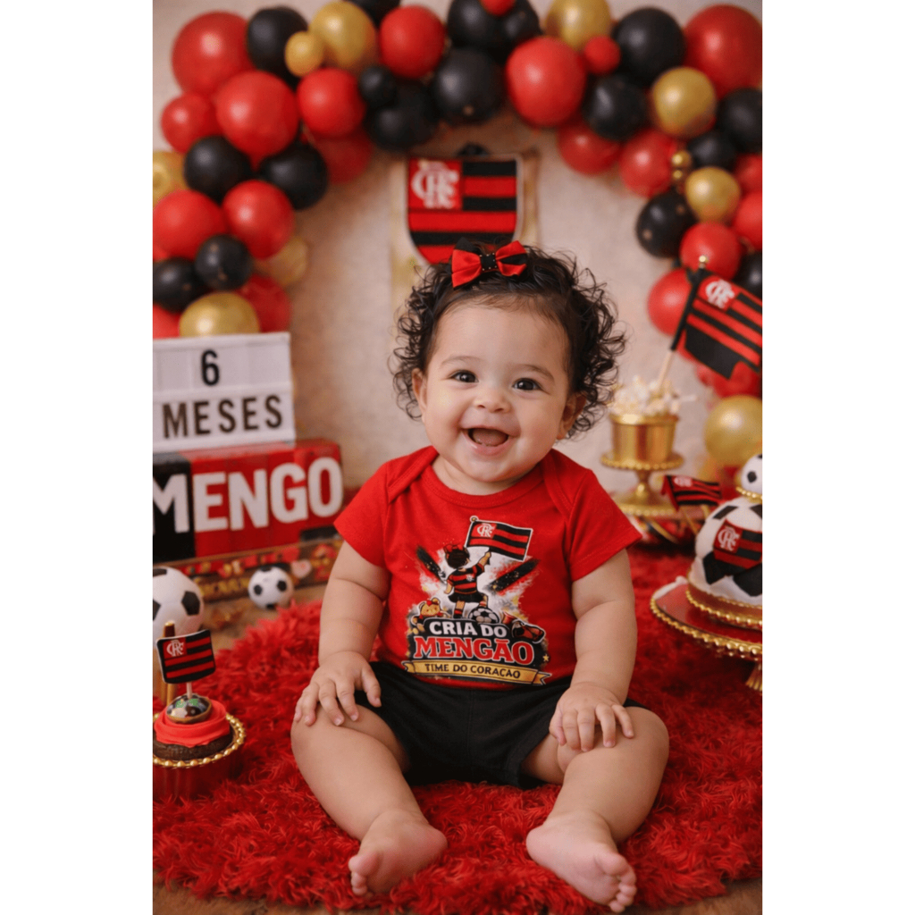 CONJUNTO BEBE MESVERSARIO TEMATICO MEGAO FUTBOL MENINA E MENINO/TIME DO CORAÇAO/ CONJUNTO ALGODÃO