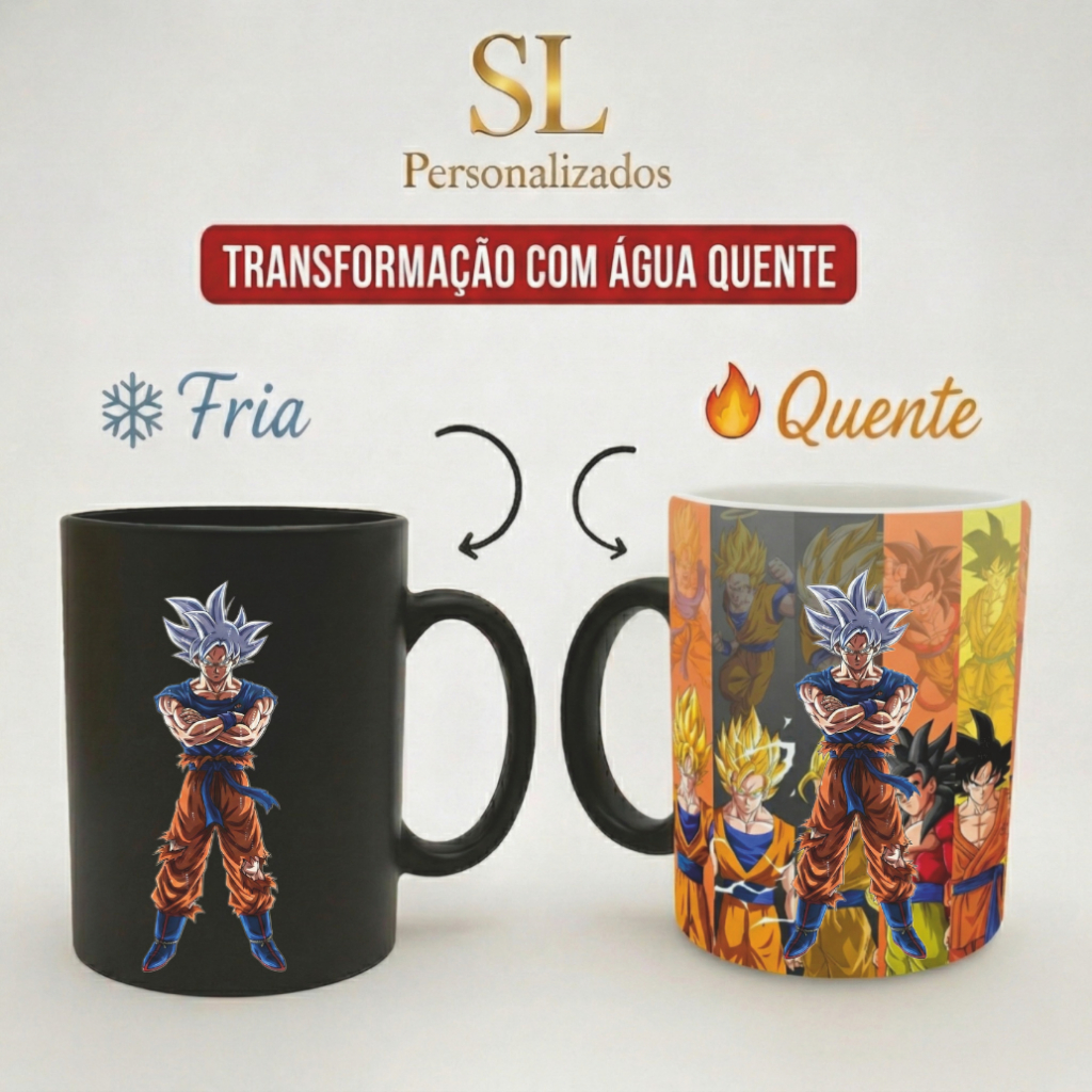 Caneca Magica - Goku Fases/ Transformações- DBZ
