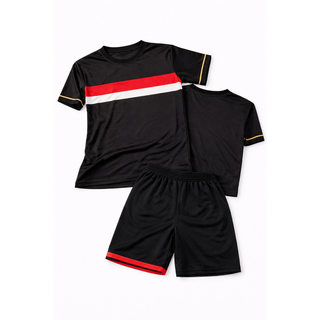 Conjunto Infantil SP-FC Preto com Listras Terceira Camisa de Jogo Futebol 2026 Kit Uniforme 2026