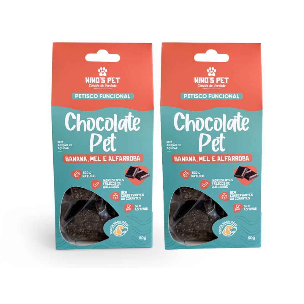 KIT 2 Petiscos Chocolate para Cães (melhor oferta) 100% Natural Sem Açúcar Páscoa Nino’s Pet 50g