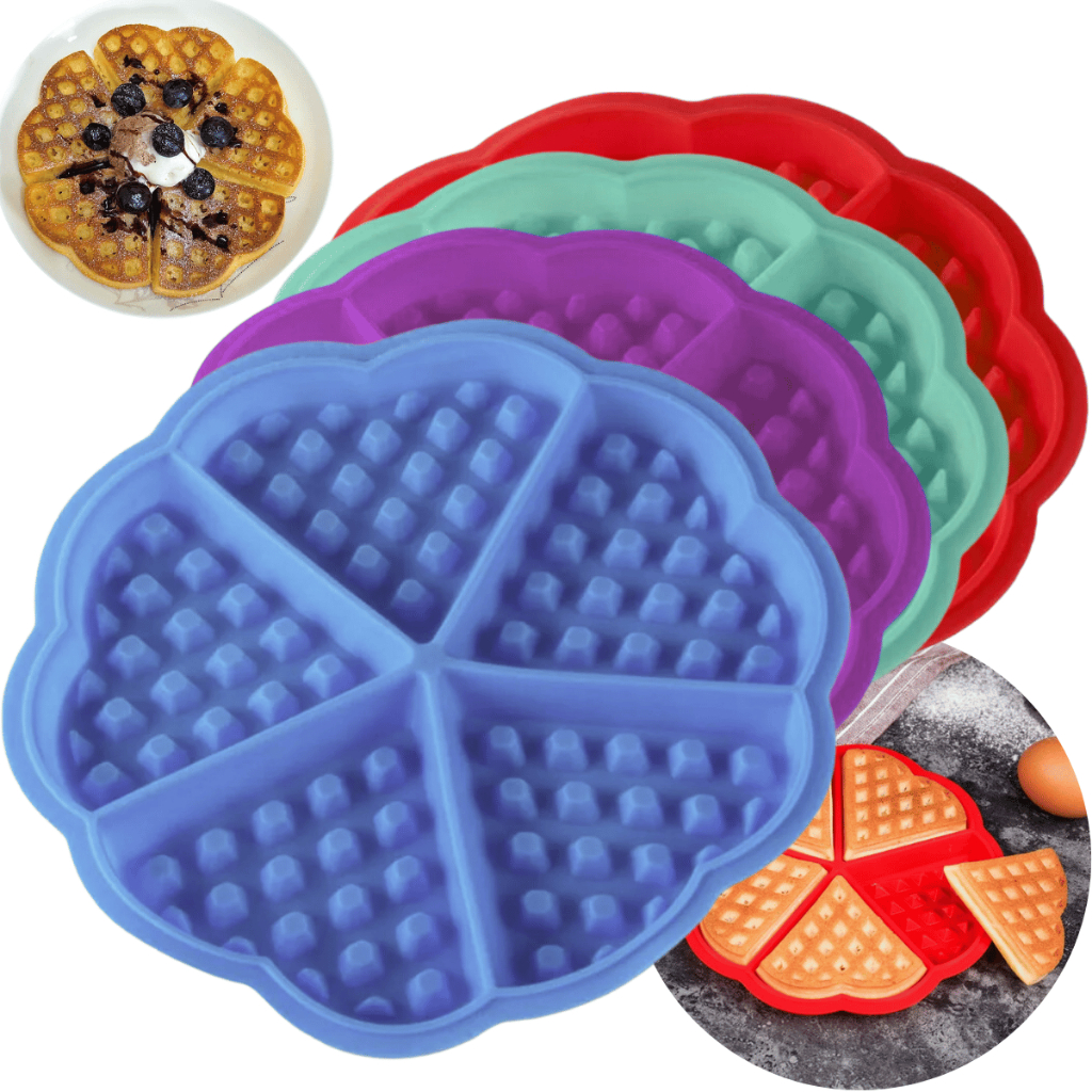 Forma Silicone Waffle Coração para Air Fryer Forno Flexível Café Manhã Panqueca Cozinha