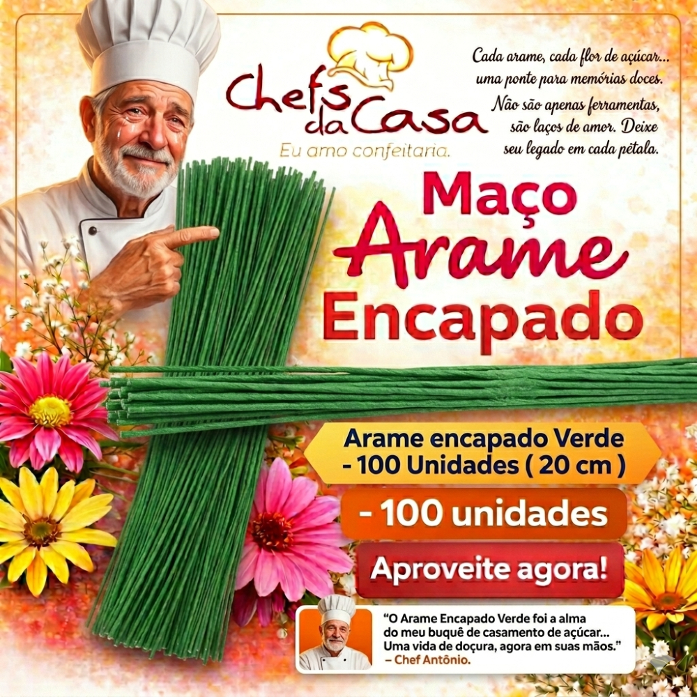 Arame Encapado Verde Com 100 fios ( 20 Cm Cada Fio)