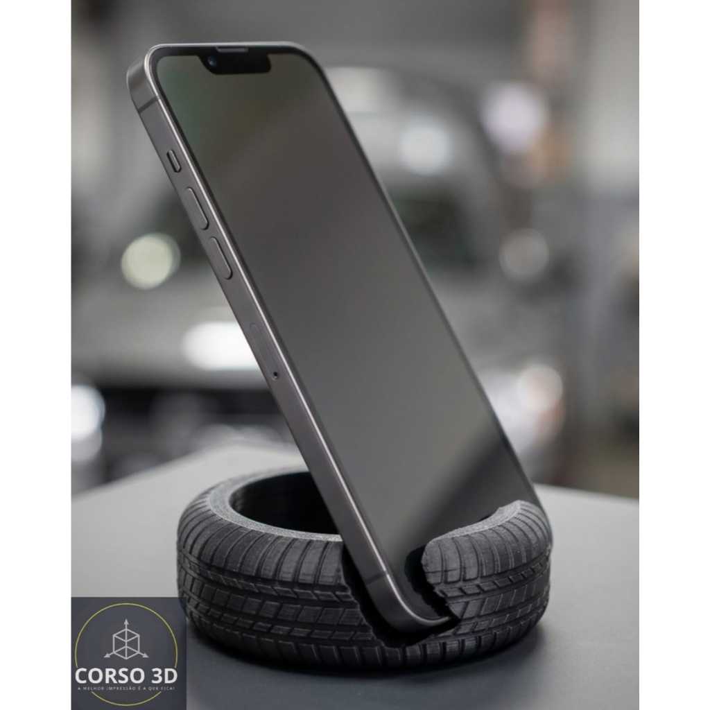 Suporte de Celular Pneu 3D Porta Smartphone Mesa Design Automotivo Criativo - Corso 3D