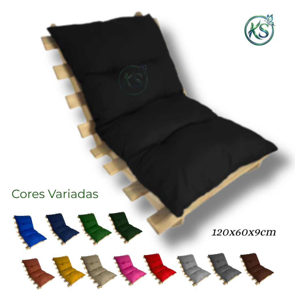 Futon almofada colchonete Espriguiçadeira 120x60cm Várias Cores Decoração sofá Poltrona