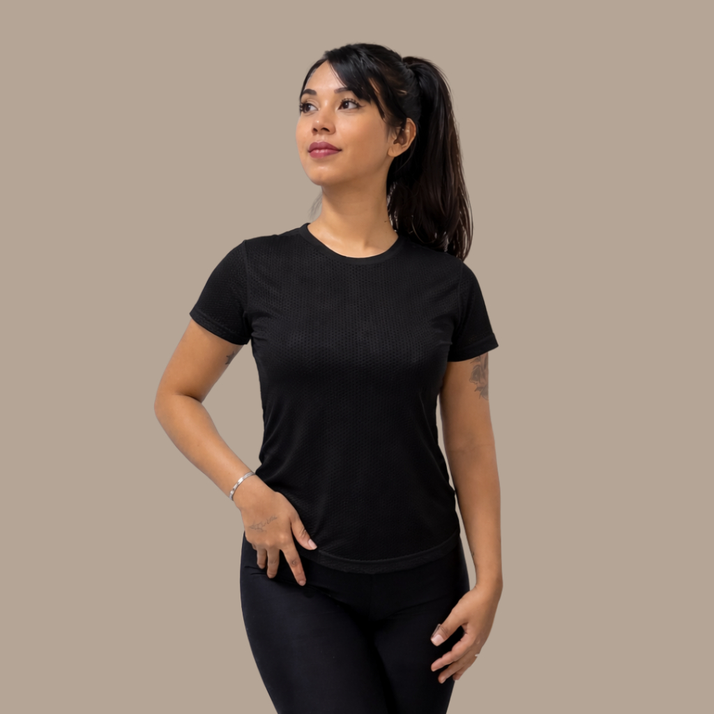 Blusa Feminina Dry Poliamida Manga Curta Leve Respirável Seca Rápido Fitness Treino Gyn Running roupa academia