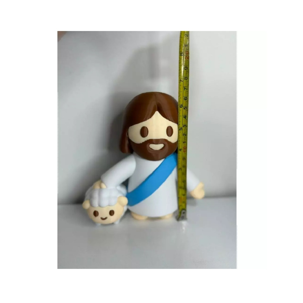 Boneco Jesus Bom Pastor Com Ovelha Decoração Para Natal, P