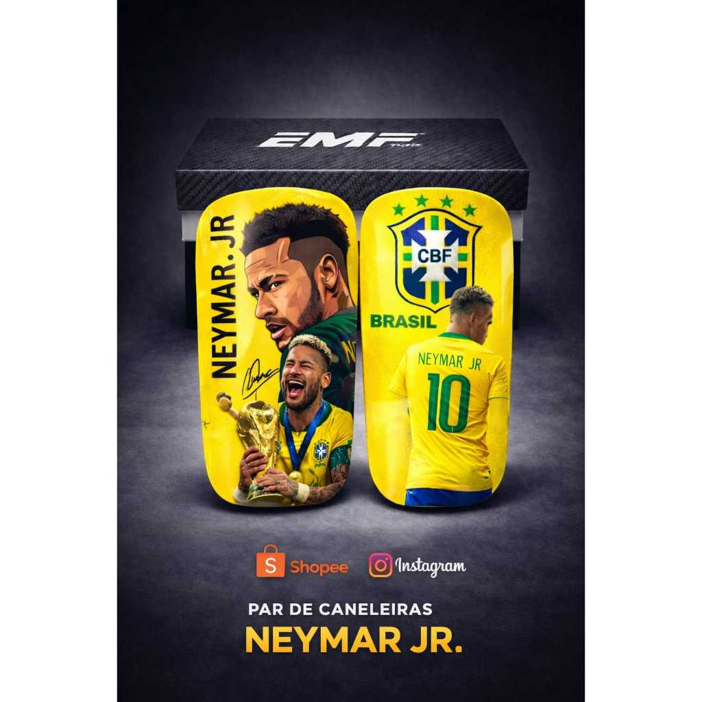 Caneleira Neymar Jr Personalizada ⚽ Santos e Brasil | Proteção Leve Futebol Adulto/Infantil