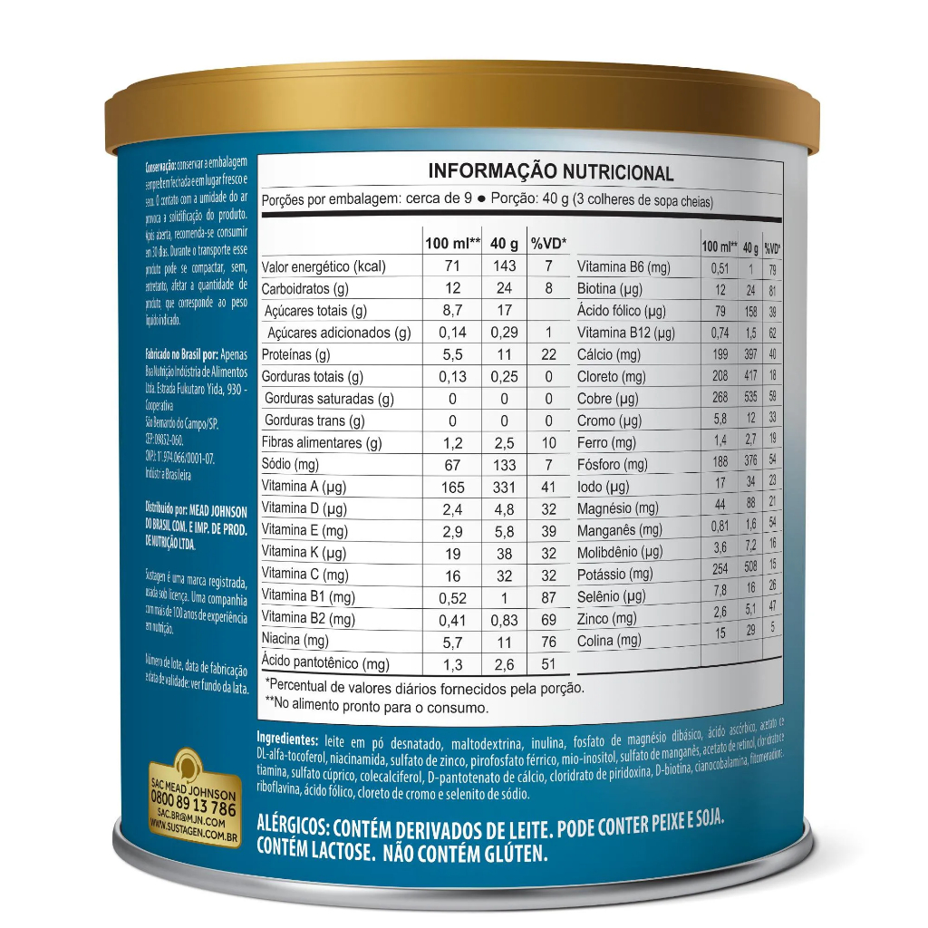 SUSTAGEN SENIOR ADULTO + 50 370g SEM SABOR - MEAD JOHNSON — imagem 2 de 2