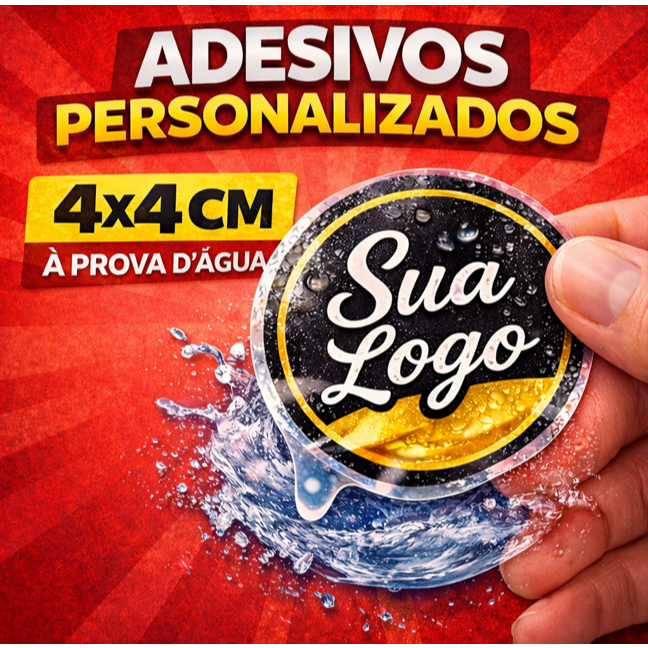 Imagem Adesivos Personalizados 4x4 cm | Recorte Eletrônico | À Prova D’Água | Alta Qualidade | Logo / Marca