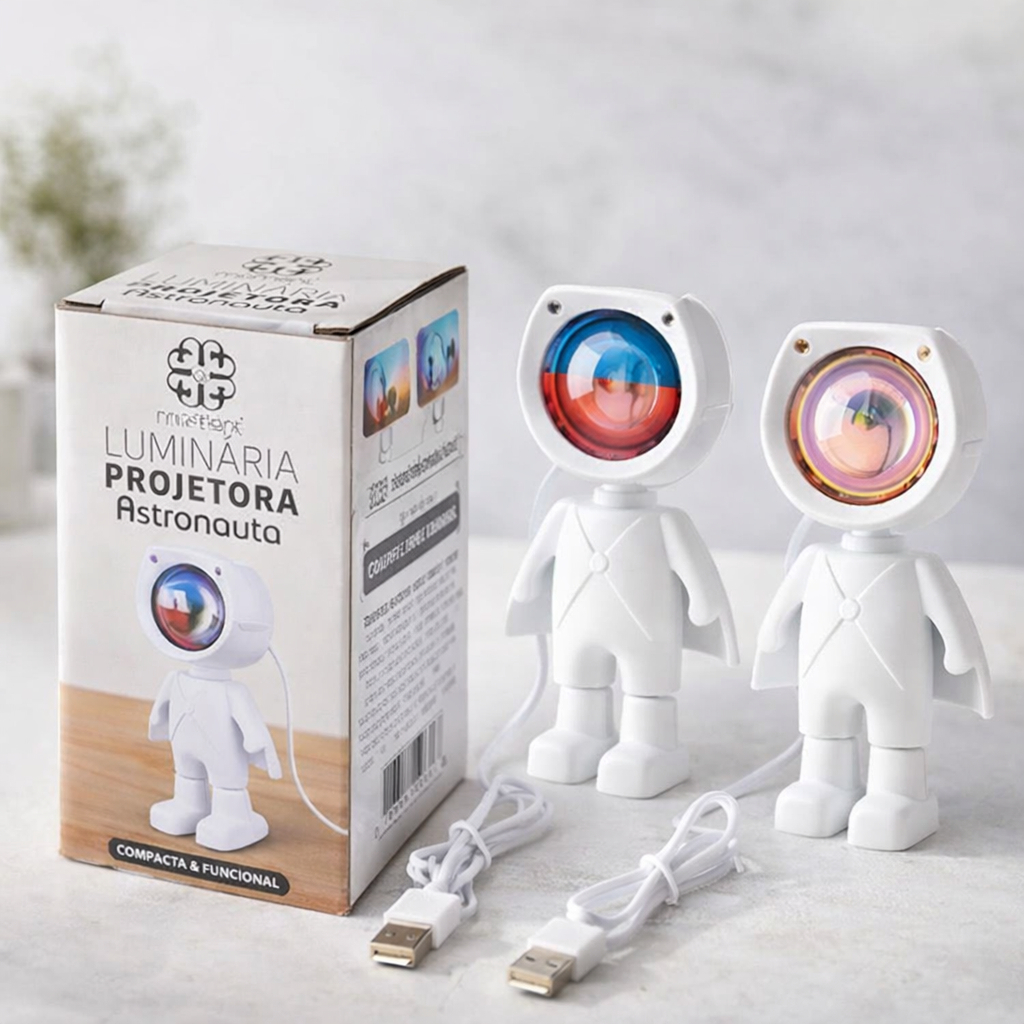 Luminária Projetora De Luzes LED USB De Astronauta Para Mesa De Quarto Escritório