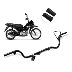 Kit Estribo Pop 110i com Borracha Preto Aço Reforçado