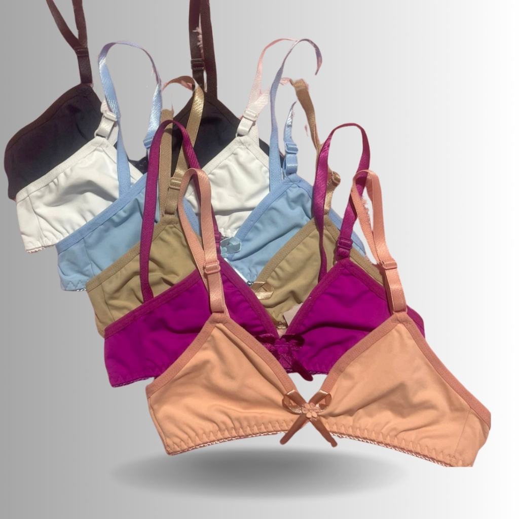 Kit Sutiã Menina Moça Infantil Lingerie Liso Sem Bojo e Lacinho em Oferta na Shopee