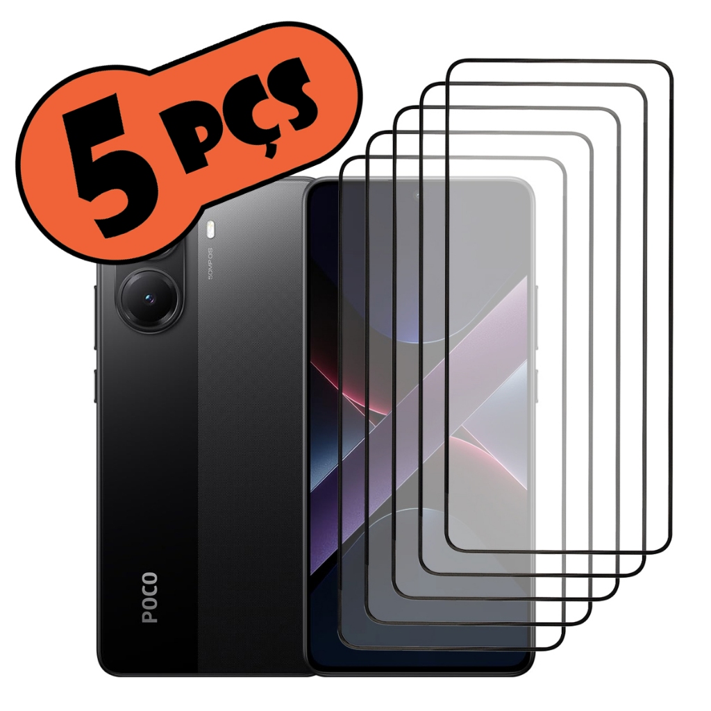 Kit Com 5 Películas de vidro 3D Para Xiaomi Poco X7 Pro