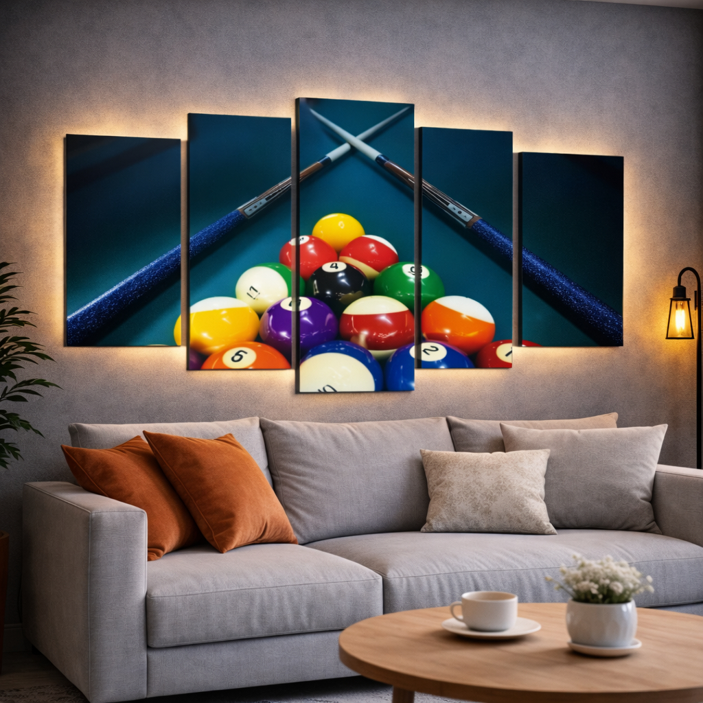 Quadro de Parede Decorativo 128x60 Jogo De Sinuca Promoção Lindo N3