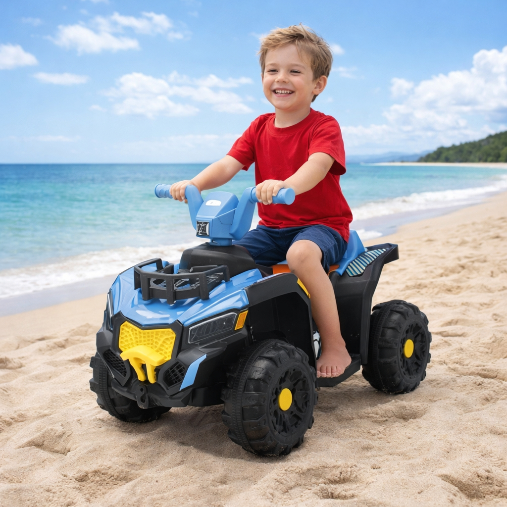 Quadriciclo Eletrico Infantil 6v Azul Veiculo Bateria Brinquedo Passeio Divertido areia praia parque