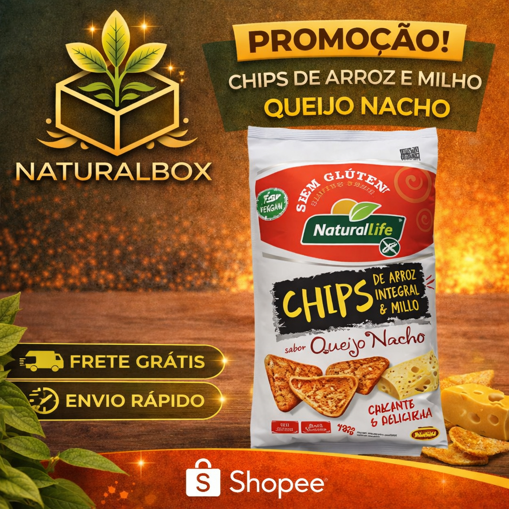 Chips Arroz Integral e Milho Queijo Nacho Sem Glúten Kodilar 70g