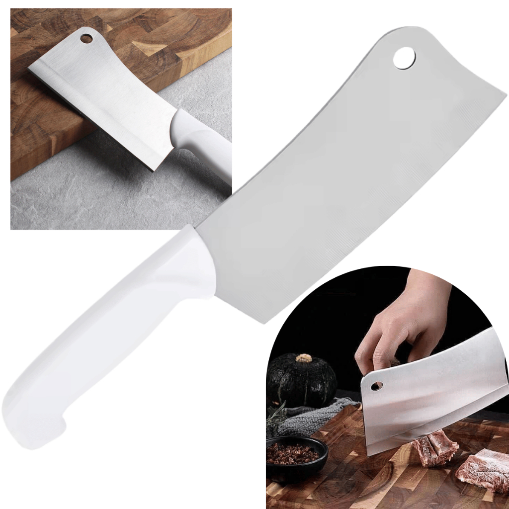 Cutelo Machadinha Machado Cozinha Cabo Branco White 6" Cortar Carne Ossos Desossar Carne Açougueiro