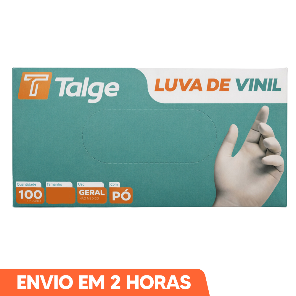 Luva de Vinil Transparente Com Pó Descartável 100un P M G GG