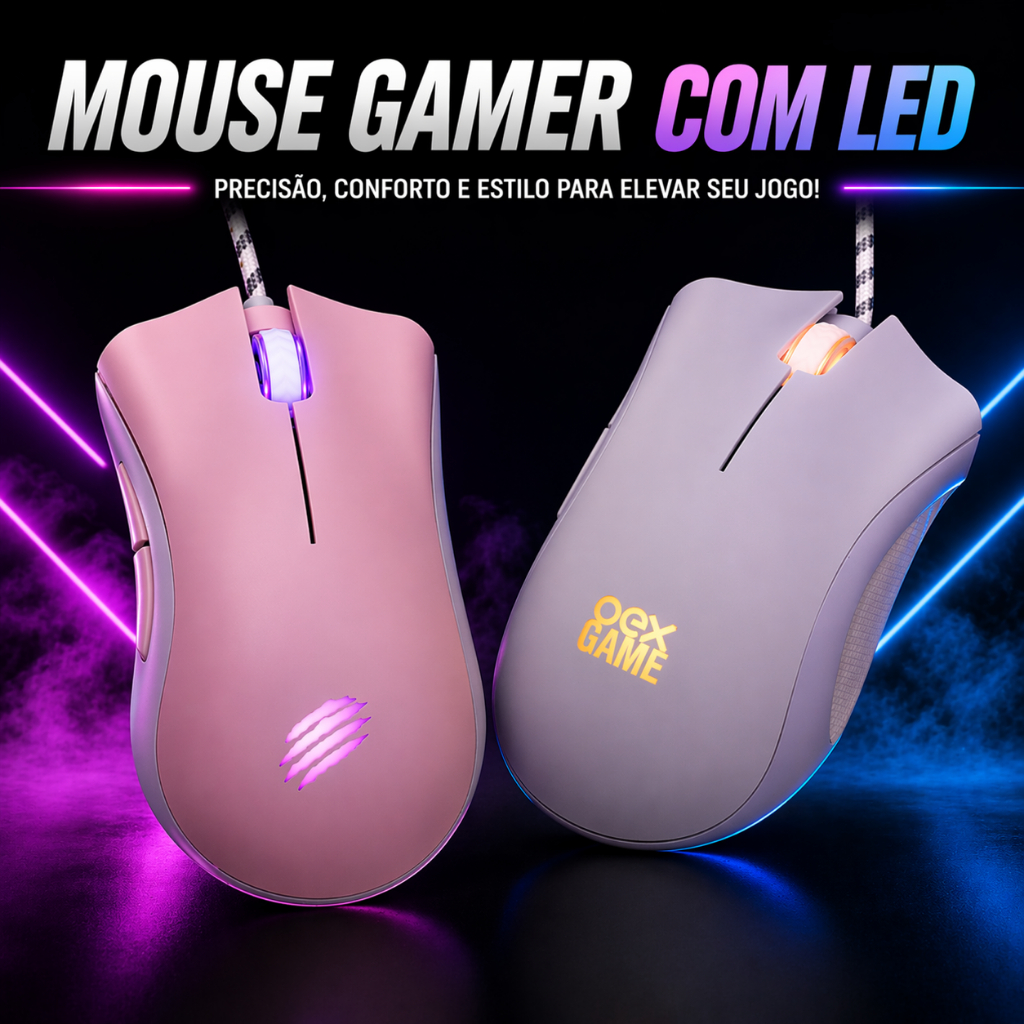 Mouse Gamer Boreal Oex 5 Botões MS319 LED 7 Cores