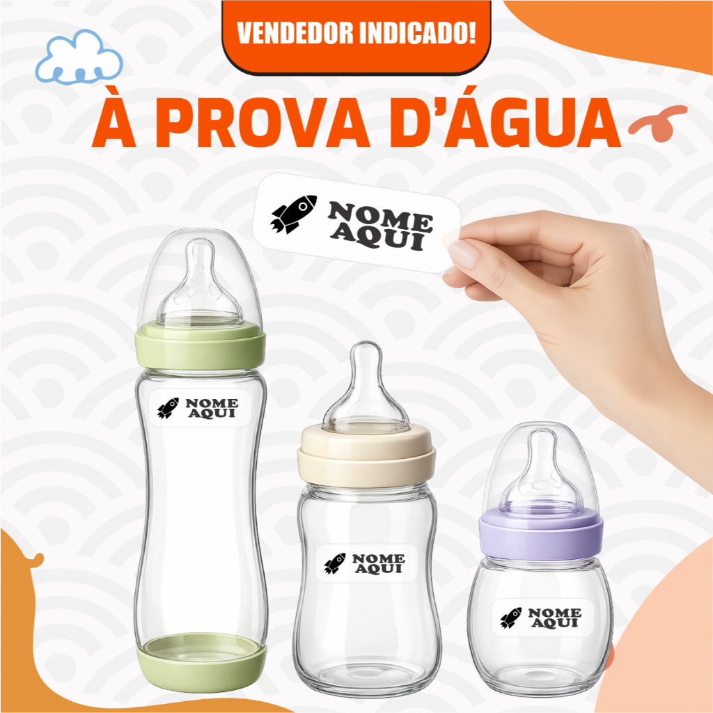 Etiqueta Escolar Personalizada Transparente A PROVA D'ÁGUA , MICROONDAS E FREEZER em Oferta na Shopee