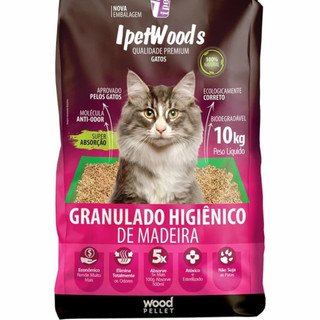 Areia Sanitária Granulado Ipet Woods 20kg Madeira Para Gatos
