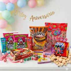 Kit Festa Fini Aniversário Surpresa 50 Sacolinhas Pipoca Lembrancinhas Guloseimas Doces
