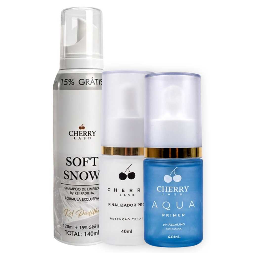 Combo Cherry Lash Aqua Primer com Finalizador e Soft Snow