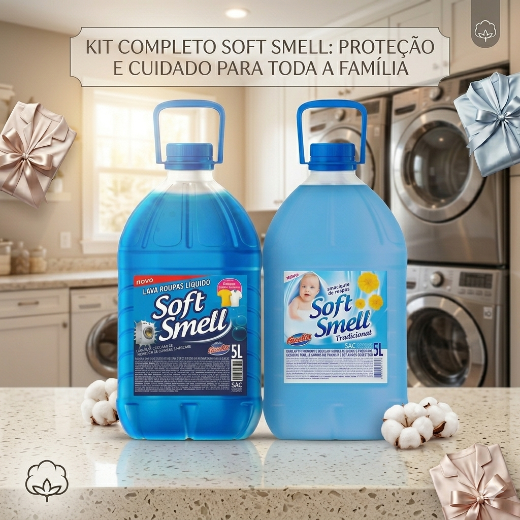 Kit Lava Roupas Azul Soft Smell 5L + Amaciante 5L Fuzetto