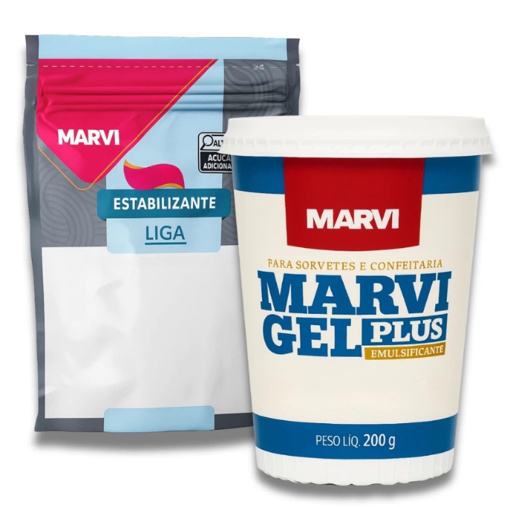 Liga Neutra 100g + Emulsificante 200g Marvi – Combo Profissional P/ Sorvete Gourmet e Açaí
