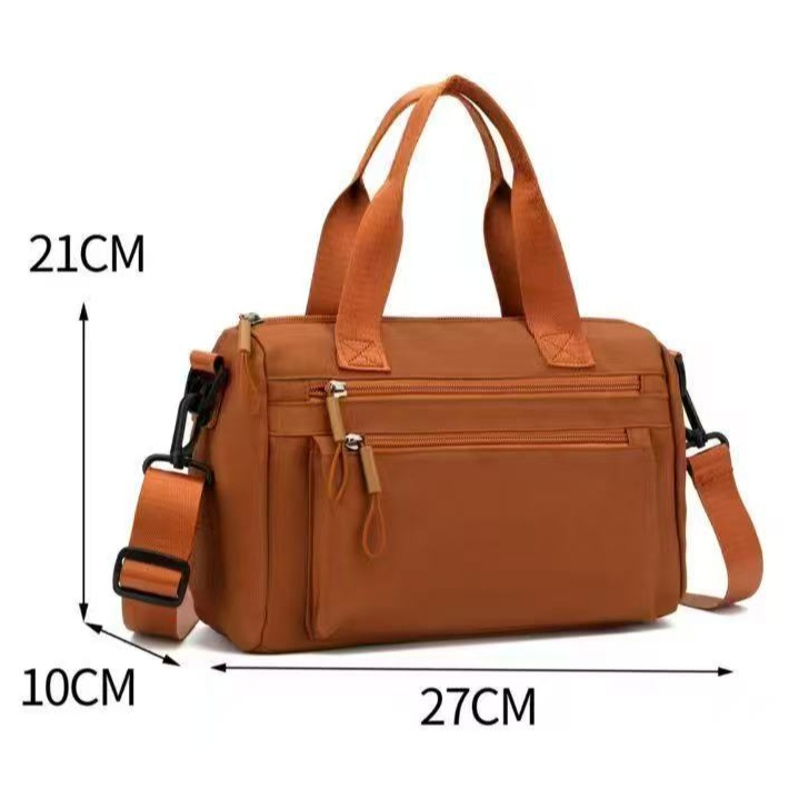 Bolsa transversal feminina de cor sólida com zíper e vários bolsos, bolsa de ombro em nylon.Y7536# — imagem 2 de 2